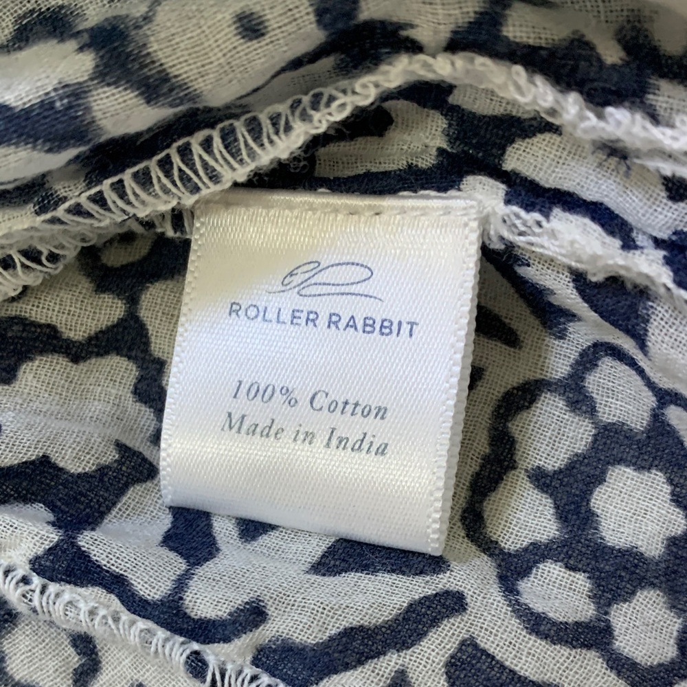 Roller Rabbit Navy‎ Damask Print Long Sleeve Maxi Dress Cover-Up Boho Size M - Picture 7 of 7
